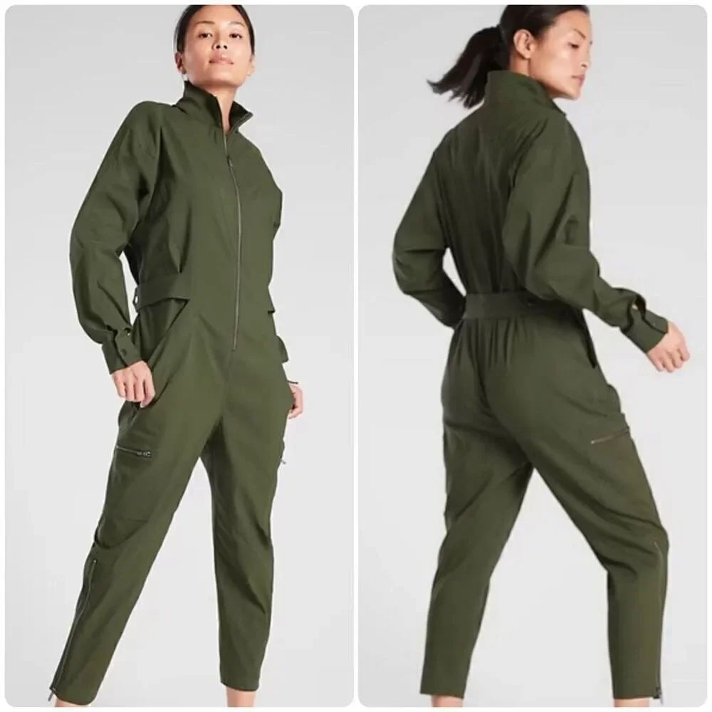 Athleta Lenox Green Jumpsuit Size 4